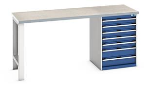 Bott Bench 2000x750x940mm with LinoTop and 7 Drawer Cabinet 940mm High Benches 41004122.11v Gentian Blue (RAL5010) 41004122.24v Crimson Red (RAL3004) 41004122.19v Dark Grey (RAL7016) 41004122.16v Light Grey (RAL7035) 41004122.RAL Bespoke colour £ extra